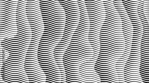 Futuristic 3D abstract wavy halftone lines pattern background. Gradient monochrome line effect patterns illustration. Background design of presentation, backdrop, poster, flyer, book cover, card, etc.