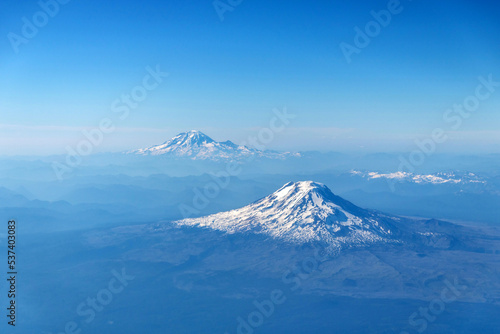 View of the Cascade Mountain Peaks from the Sky © Kaitlind
