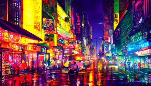 I m standing on a city street at night. The air is thick with the smell of exhaust fumes and garbage. But despite that  the mood is electric. Neon signs in every color imaginable light up the darkness