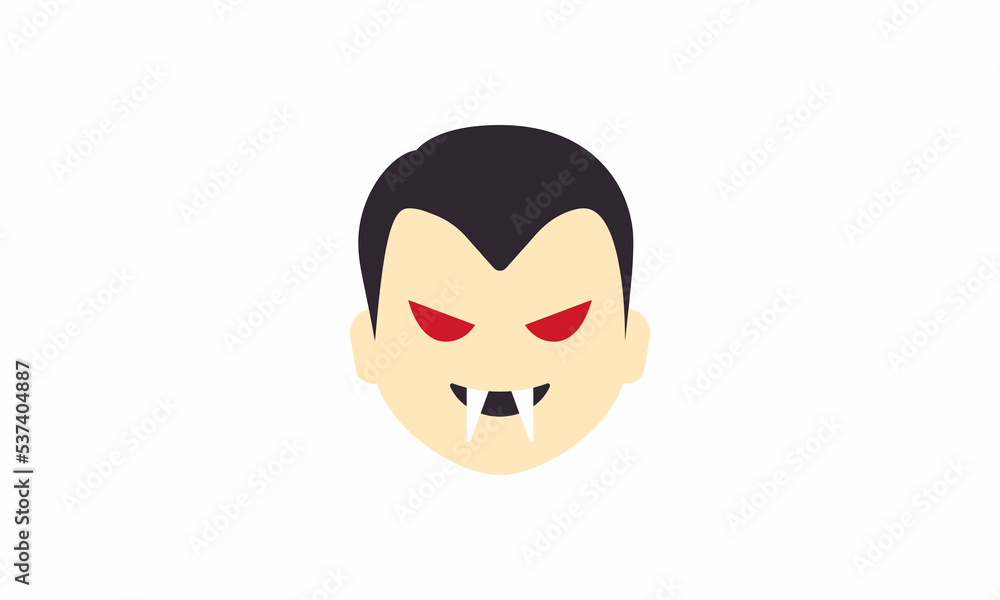 Dracula with red eye Cute cartoon vampire character face , Happy Halloween. Flat design. Vector illustration Dracula with red eye Cute cartoon vampire character face , Happy Halloween. Flat design. Vector illustration