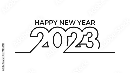 New year 2023 greeting. Happy new year 2023. 2023 line art style. New year 2023 vector illustration. New year background.
