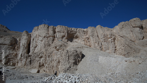 Valley of the kings inside cliffs area Famous tourist travel destination of Luxor Egypt historical pharoah tombs site