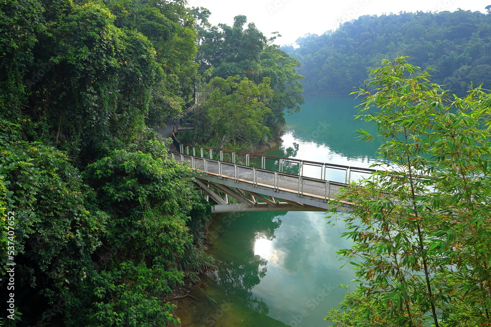 Fototapeta premium The Yongjie bridge at Sun Moon Lake National Scenic Area, Yuchi Township, Nantou County, Taiwan