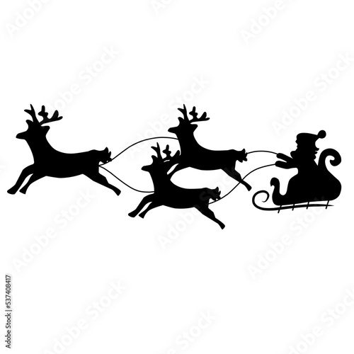 silhouette of santa with flying carriage