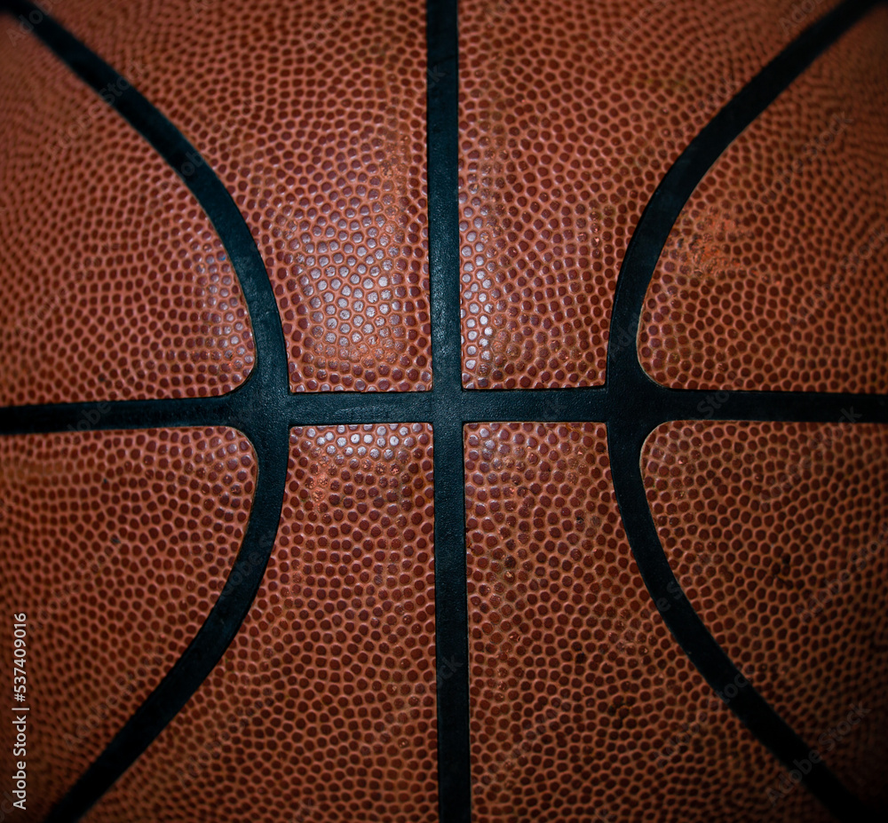 Fototapeta premium close up of brown leather basketball laces. 