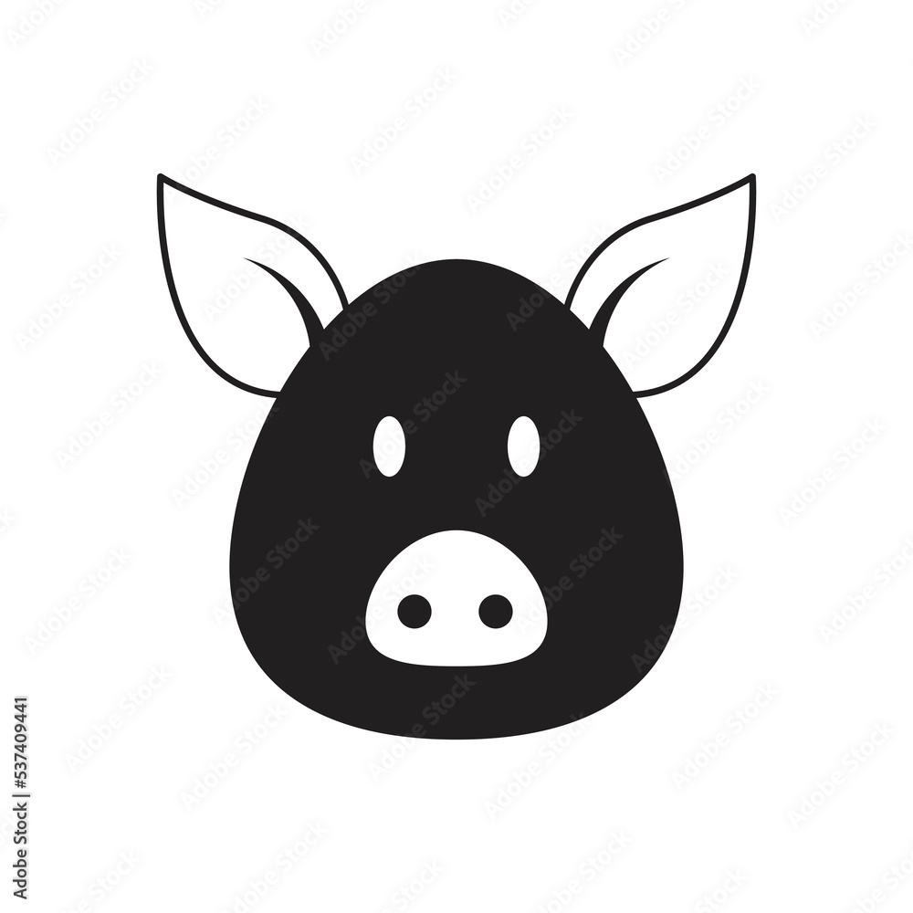 Pig face icon design. Piggy face. Vector illustration. isolated on white background Pig face icon design. Piggy face. Vector illustration. isolated on white background