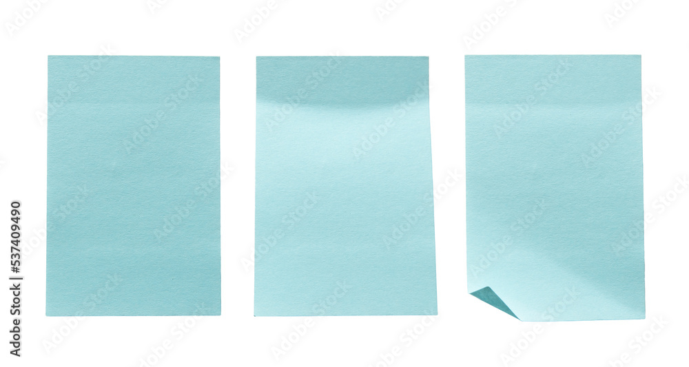 Blue sticky notes in old and new conditions. People use these small pieces of paper as a reminder or space for new creative ideas. Blue sticky notes in old and new conditions. People use these small pieces of paper as a reminder or space for new creative ideas.