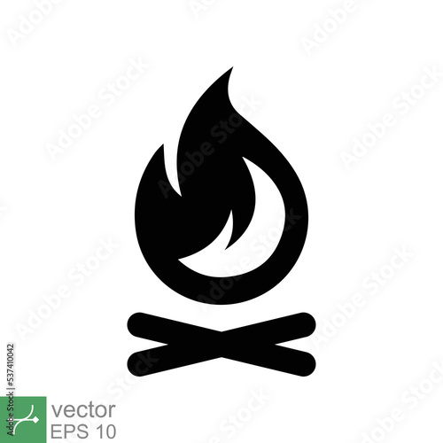 Bonfire icon. Simple solid style. Fire, campfire, camp, bon, flame, nature concept. Glyph vector illustration isolated on white background. EPS 10.