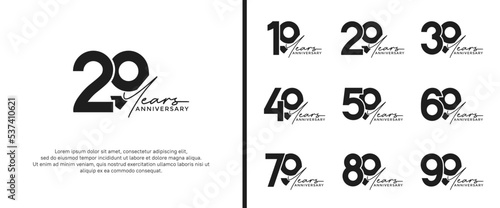 set of anniversary logo black color on white background for celebration moment