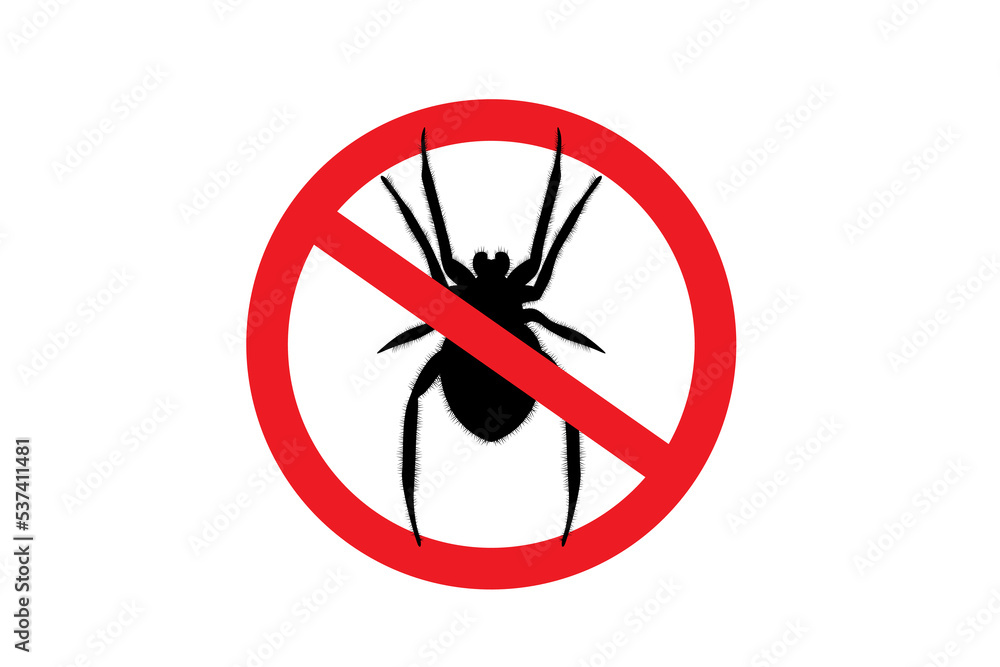No Spider Sign on White Background. No spiders with ban sign No Spider Sign on White Background. No spiders with ban sign