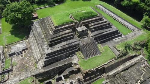 Archeology mayan park drone shot