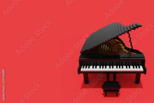 ボクセルアートのグランドピアノ