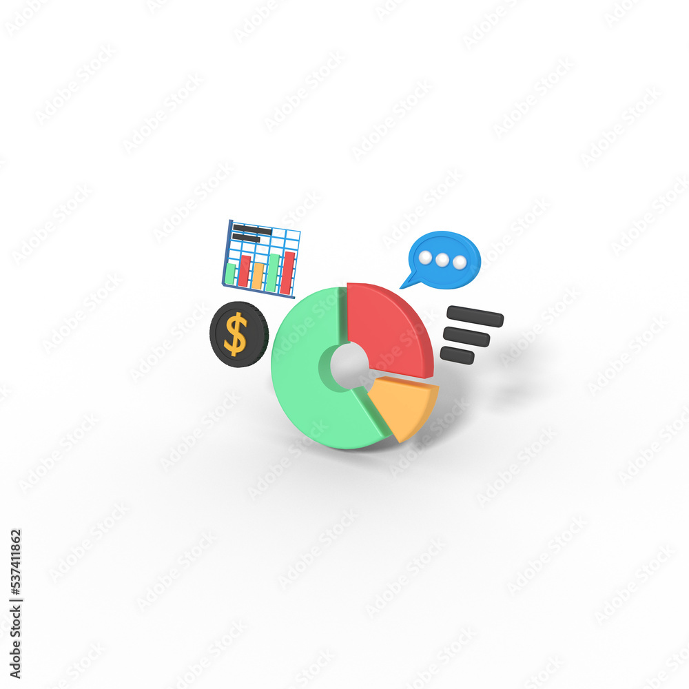 3d illustration of business growth pie chart 3d illustration of business growth pie chart
