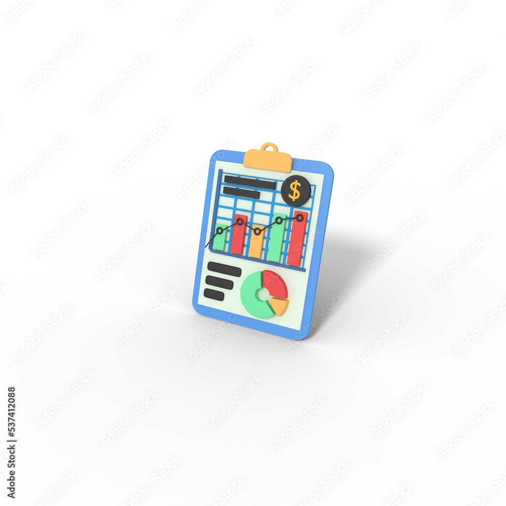 3d illustration of business economic growth report 3d illustration of business economic growth report