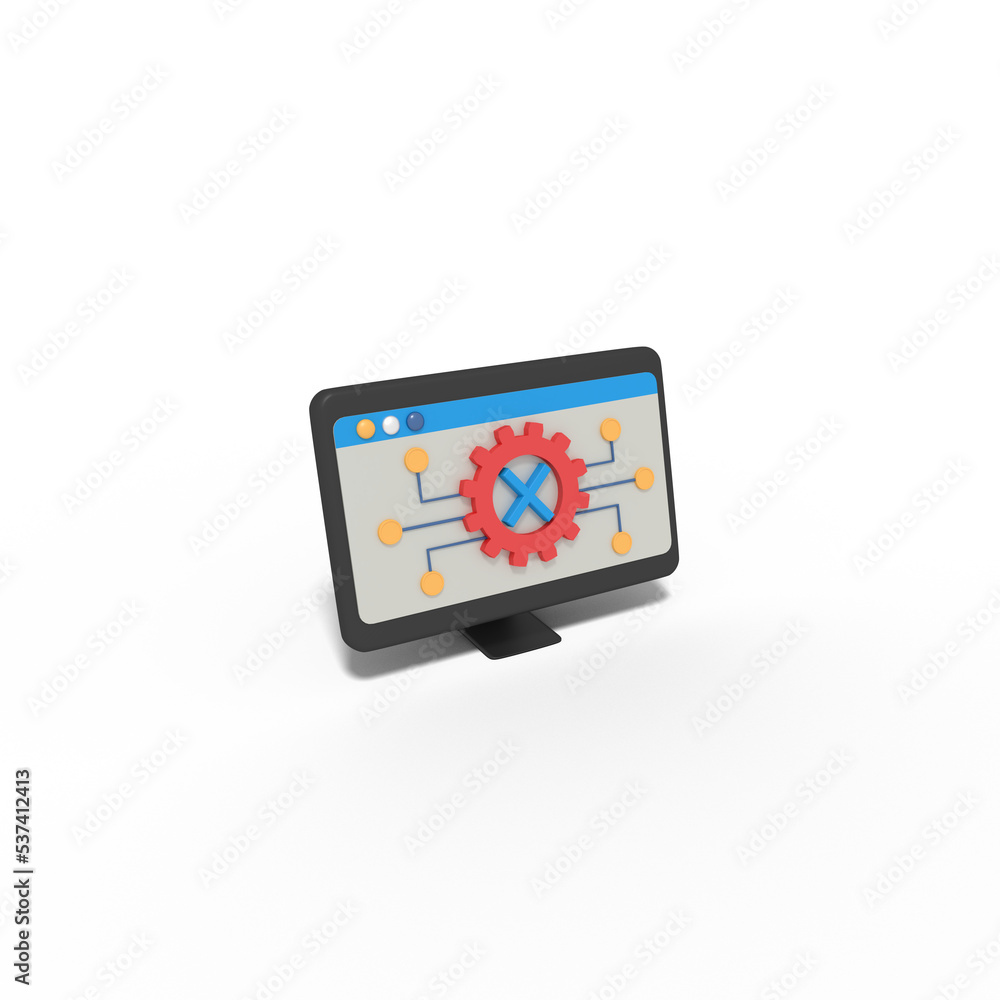 3d illustration of error network settings 3d illustration of error network settings
