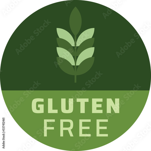 gluten free round vector icon. vector illustration of wheat in shades of green with "gluten free" inscriptions highlighted. ideal logo for food or cosmetic products.
