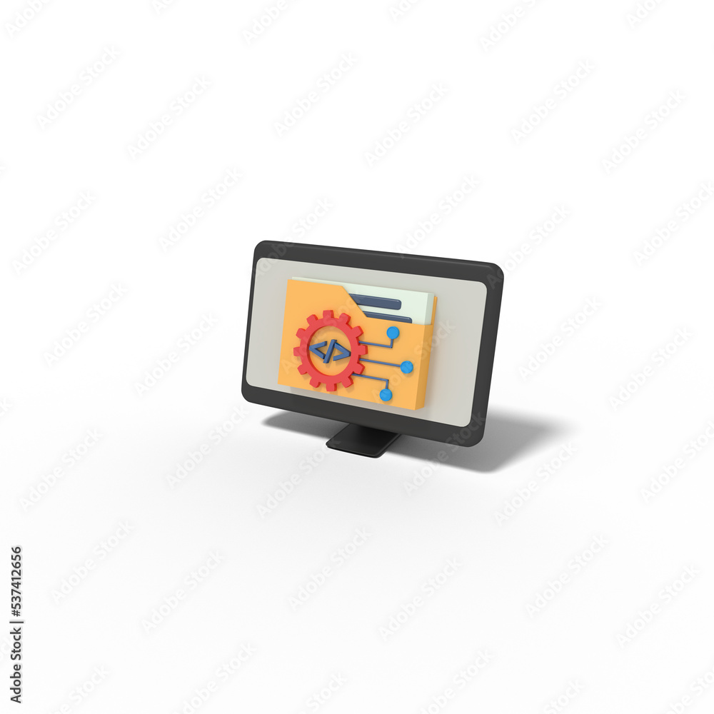 3d illustration of coding storage network folder 3d illustration of coding storage network folder