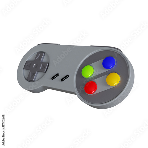 Retro video game controller. 3D illustration