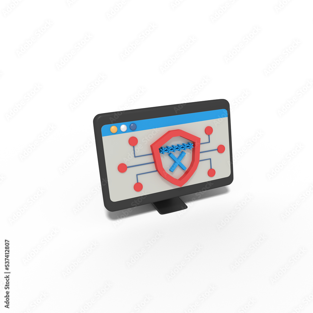 3d illustration of password security shield is wrong 3d illustration of password security shield is wrong