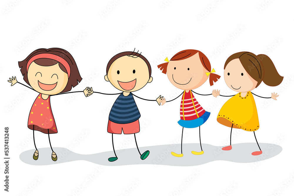 Group of happy kids holding hands. Friendship concept Group of happy kids holding hands. Friendship concept