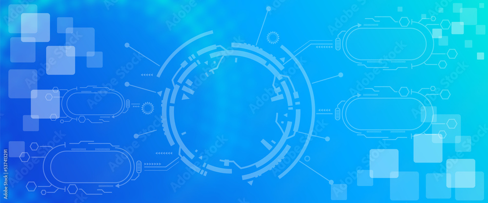 Obraz premium Website header banner, technology theme with blue background