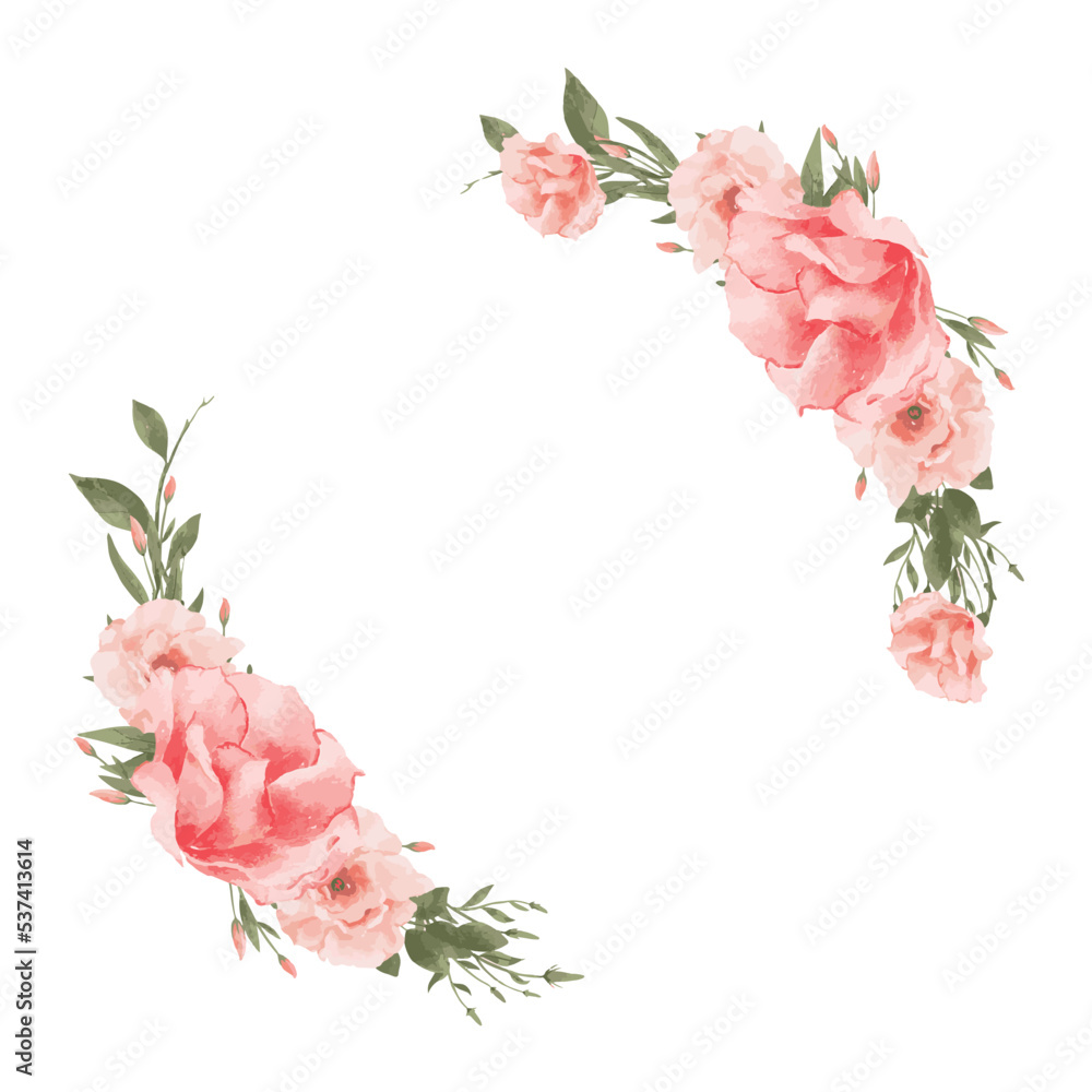 Peach Watercolor Flower Wreath Frame Peach Watercolor Flower Wreath Frame