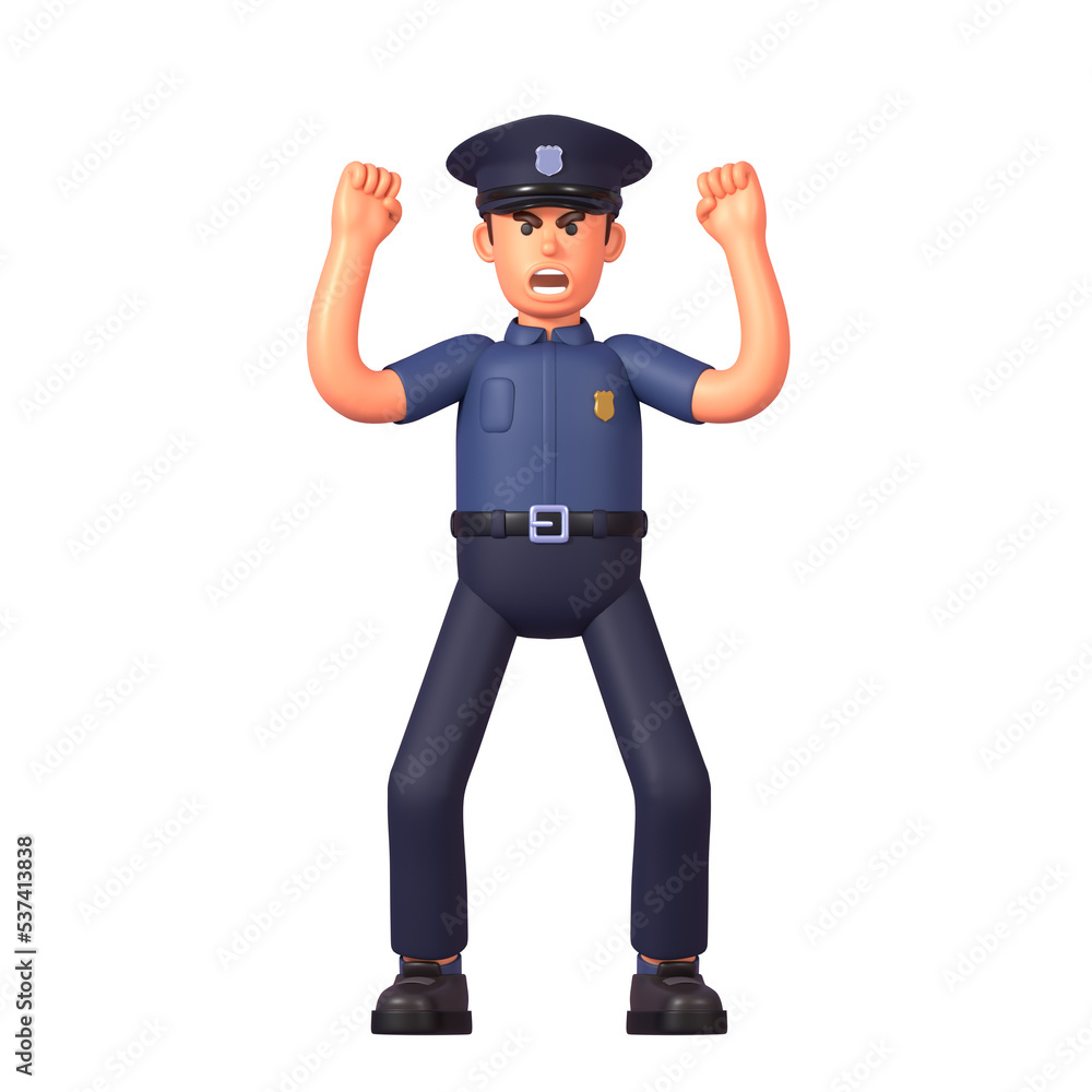 3d render of angry police officer