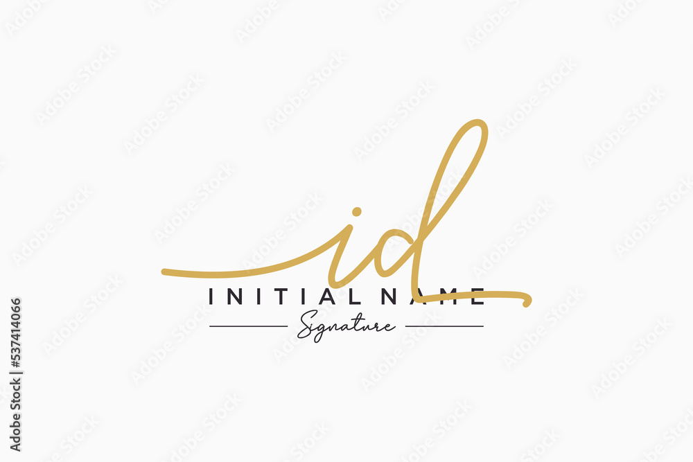 Initial ID signature logo template vector. Hand drawn Calligraphy lettering Vector illustration.
