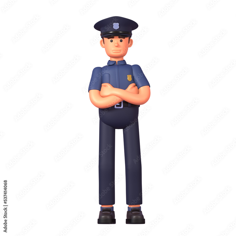 3d render of confident police officer