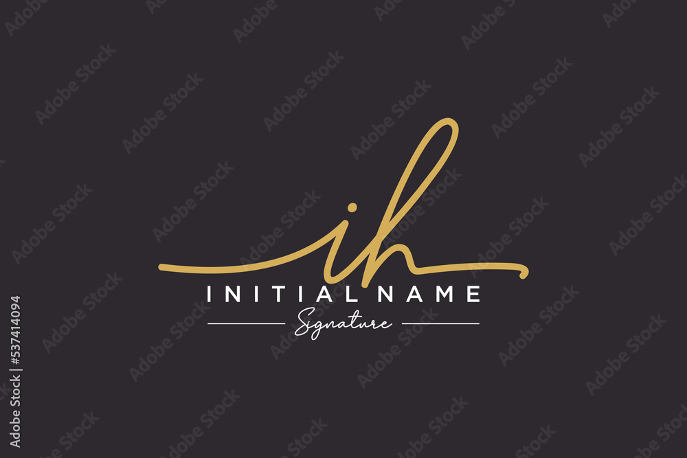 Initial IH signature logo template vector. Hand drawn Calligraphy lettering Vector illustration. Initial IH signature logo template vector. Hand drawn Calligraphy lettering Vector illustration.
