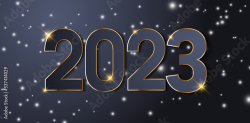 Logo Happy New Year 2023 text design. Cover of business diary for 2023 with wishes.