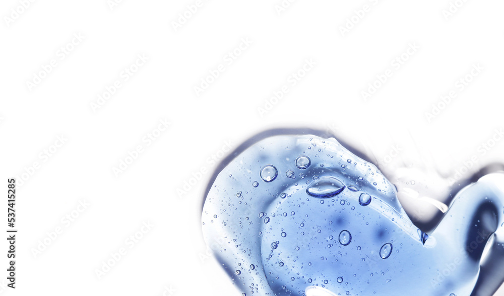 Gel texture of cosmetic serum. transparent cream for skin care on the background of bubbles. Transparent color cosmetic product close-up Gel texture of cosmetic serum. transparent cream for skin care on the background of bubbles. Transparent color cosmetic product close-up