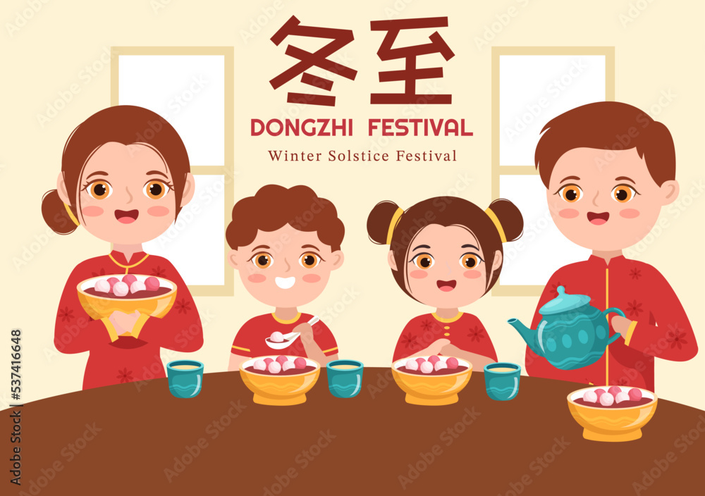 Dongzhi or Winter Solstice Festival Template Hand Drawn Cartoon Flat Illustration with Family Enjoying Chinese Food Tangyuan and Jiaozi Concept Dongzhi or Winter Solstice Festival Template Hand Drawn Cartoon Flat Illustration with Family Enjoying Chinese Food Tangyuan and Jiaozi Concept