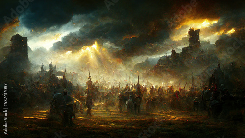 Fotografia Fantasy battle war illustration art digital artwork dark sci-fi epic scifi orcs