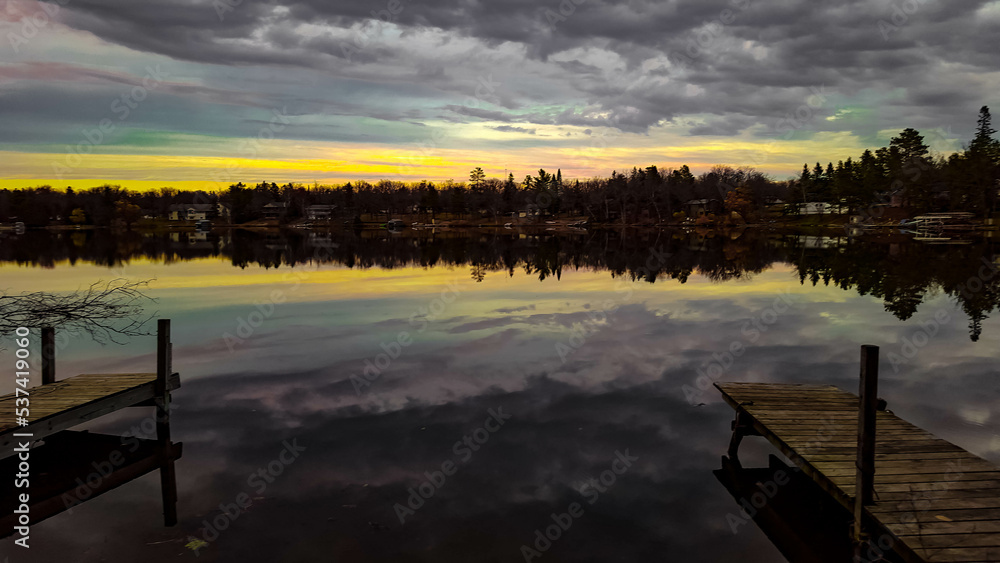 sunset over the lake