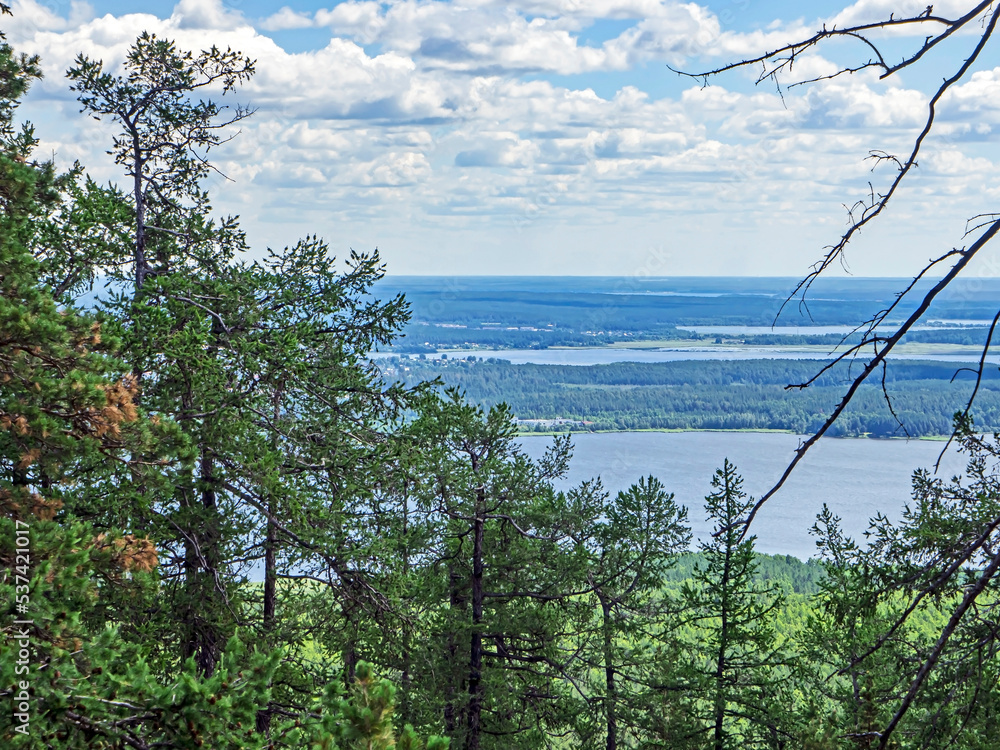 Obraz premium beautiful view of the wooded Ural mountains