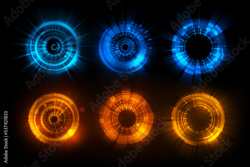 Εκτύπωση καμβά Abstract futuristic background of circle round glowing technology sci fi frame