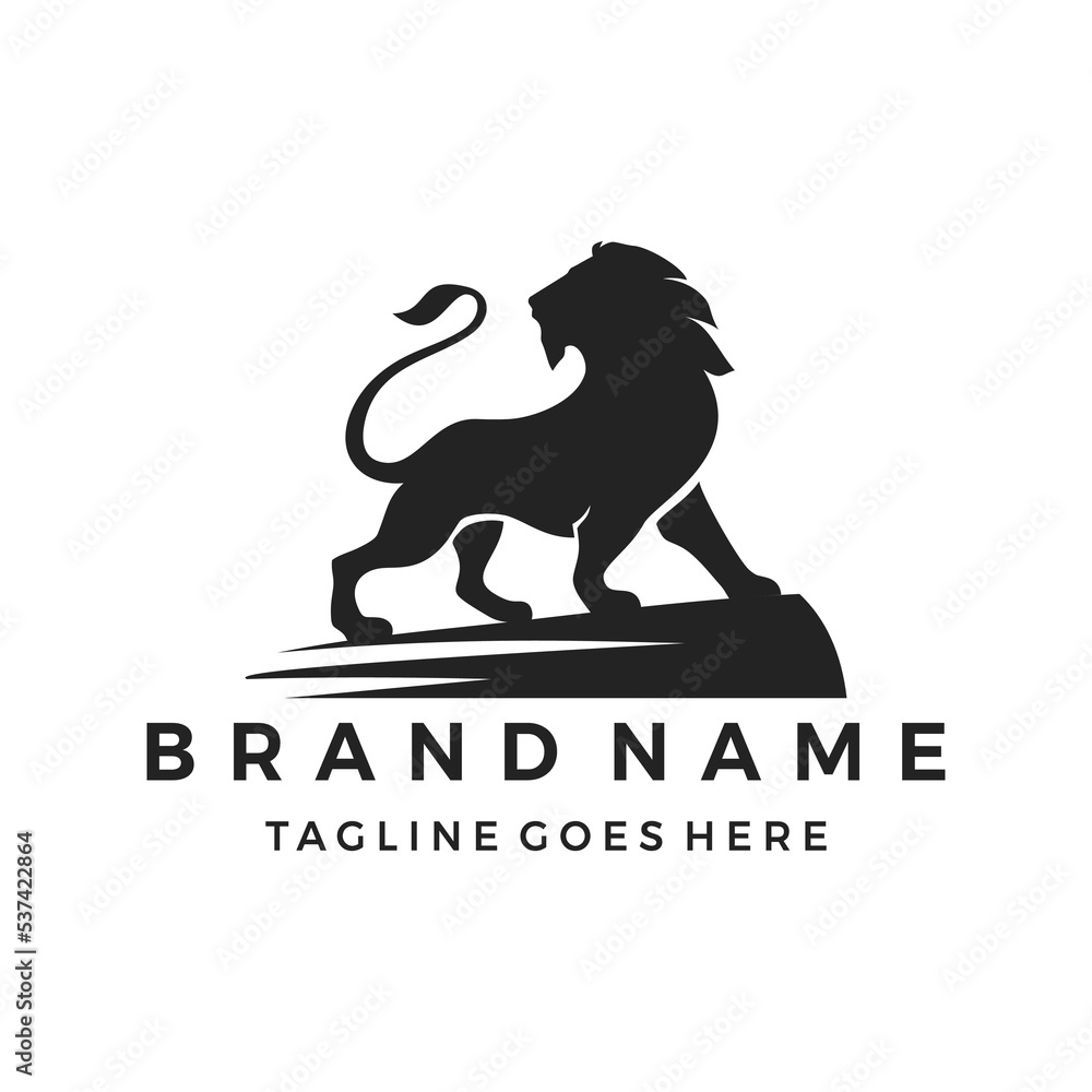 Obraz premium lion silhouette design, symbol of courage, bravery and power icon vector illustration