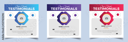Customer feedback testimonial template vector. Client review or testimonials social media post template