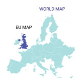 This image consists the world map. It also shows EU map in the world map. European Union and UK map with many countries in the world. Money transfer from United Kingdom  to many countries is shown.
