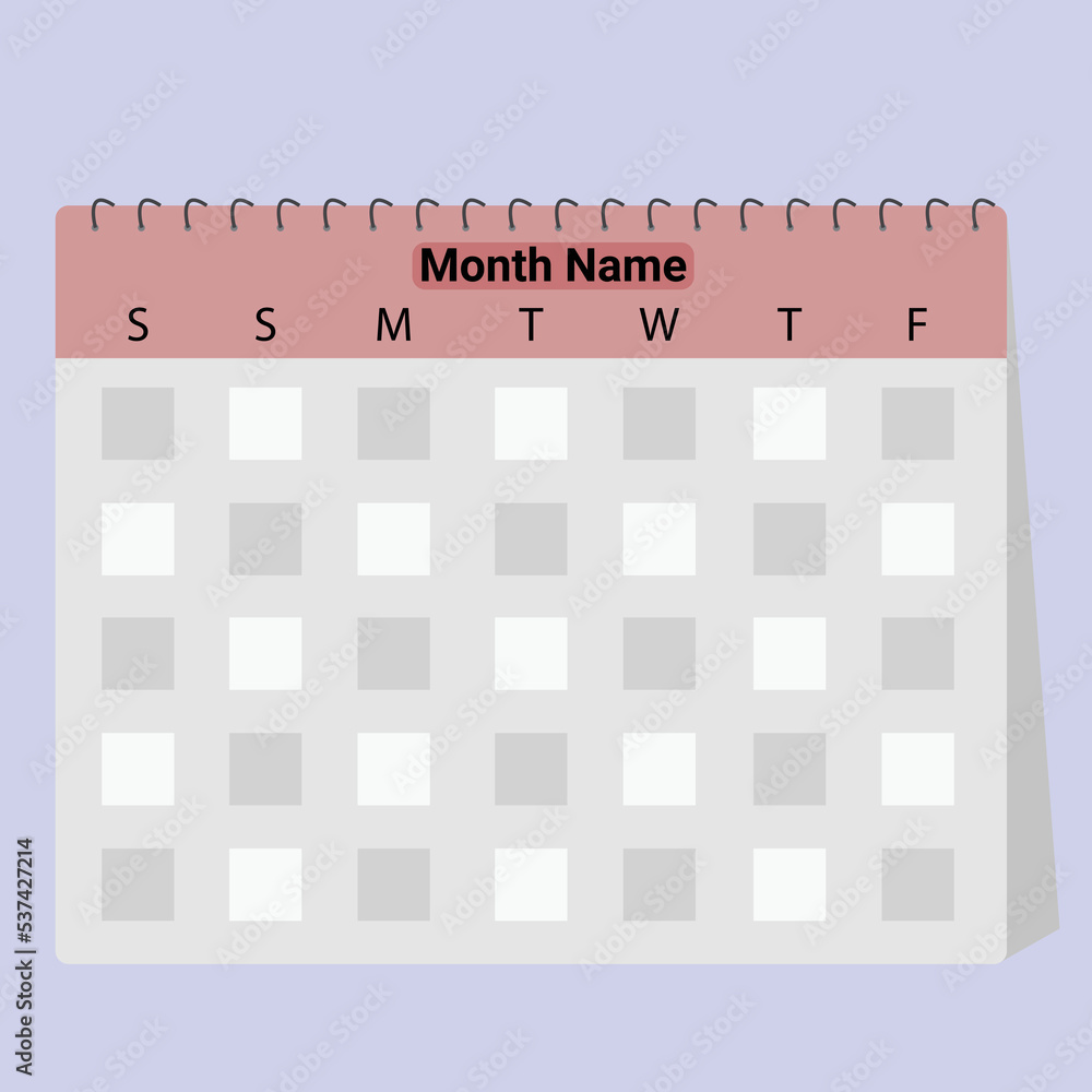 Weekly calendar icon and monthly calendar with names of week. Calendar