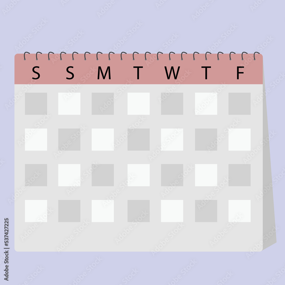 Weekly calendar icon and monthly calendar with names of week. Calendar ...