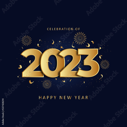 celebration of happy new year 2023 gold greeting poster design,new years holiday celebration in december