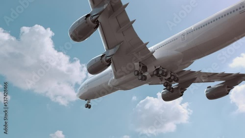 Airliner Flying and Landing Melbourne Australia. Airplane concept