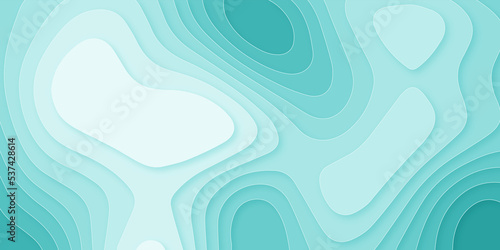 Abstract Blue 3d abstract paper cut background Vector. 