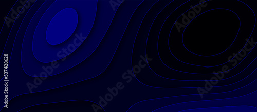 Luxury paper cut background abstract decoration. Luxury wavy layers dark blue background