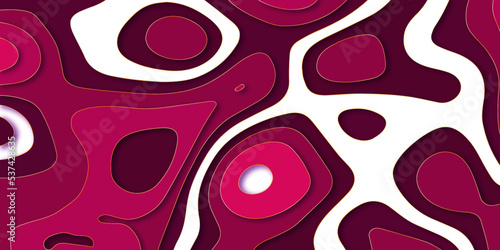 Abstract Dark pink paper art vector illustration. pink color gradient background with topography multi layers texture