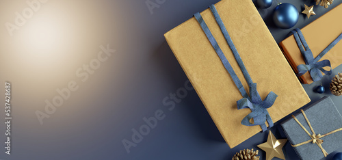 Christmas background with christmas decoration - 3d rendering