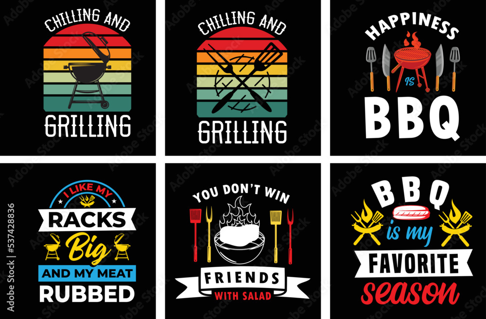 Barbeque T shirt design bundle. Barbeque Vector Graphics. Barbeque Grill Typography. BBQ SVG Bundle