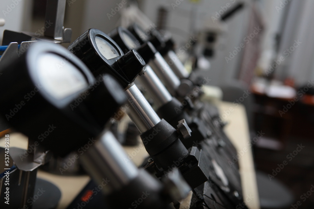 Equipment for the production of bearings.Selective focus.